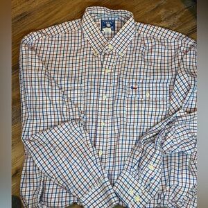 Texas Cotton Men’s Plaid Button-Front Shirt Large Red White blue Made in the USA